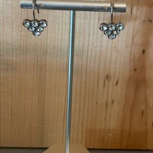 Fossil Crystal Rhinestone Pierced Earrings Silver Tone